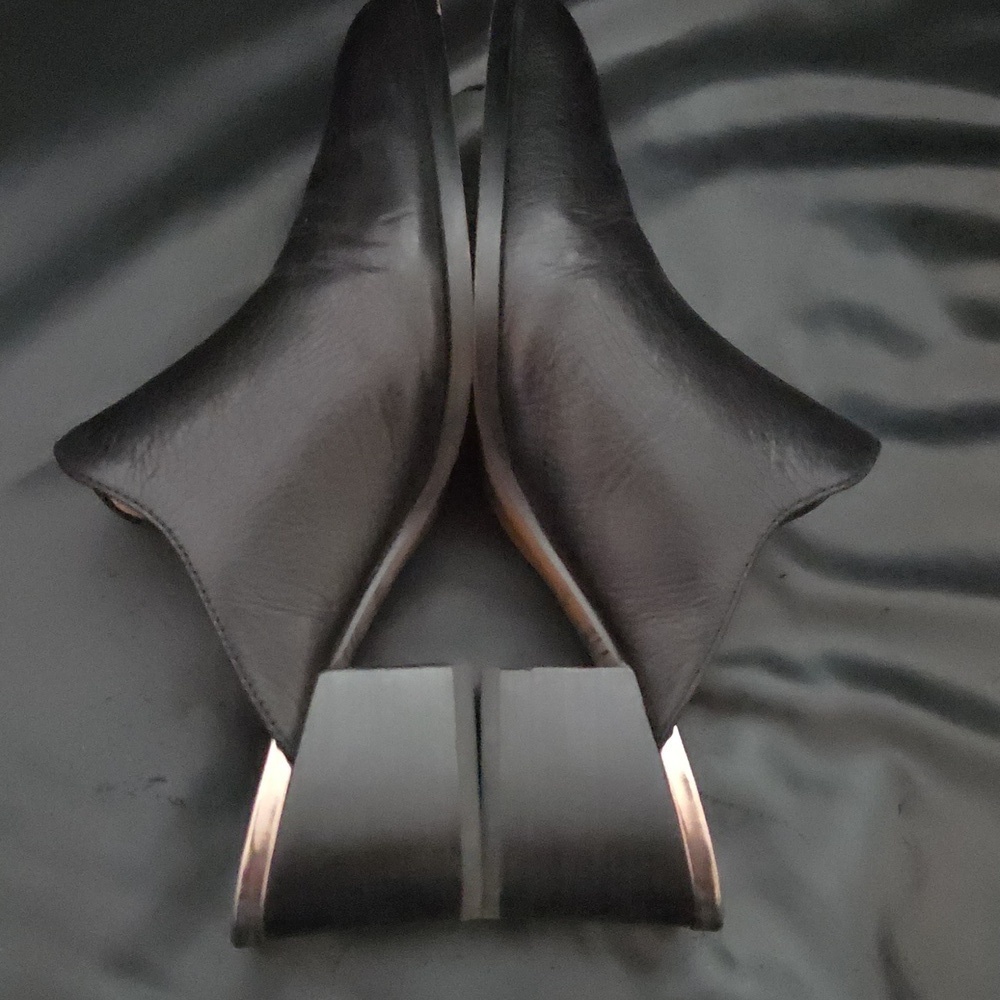 Johnston & Murphy Black 100% Leather Mules Slip On Block Heel 2.5 Shoe SZ 7.5 US - Picture 5 of 11